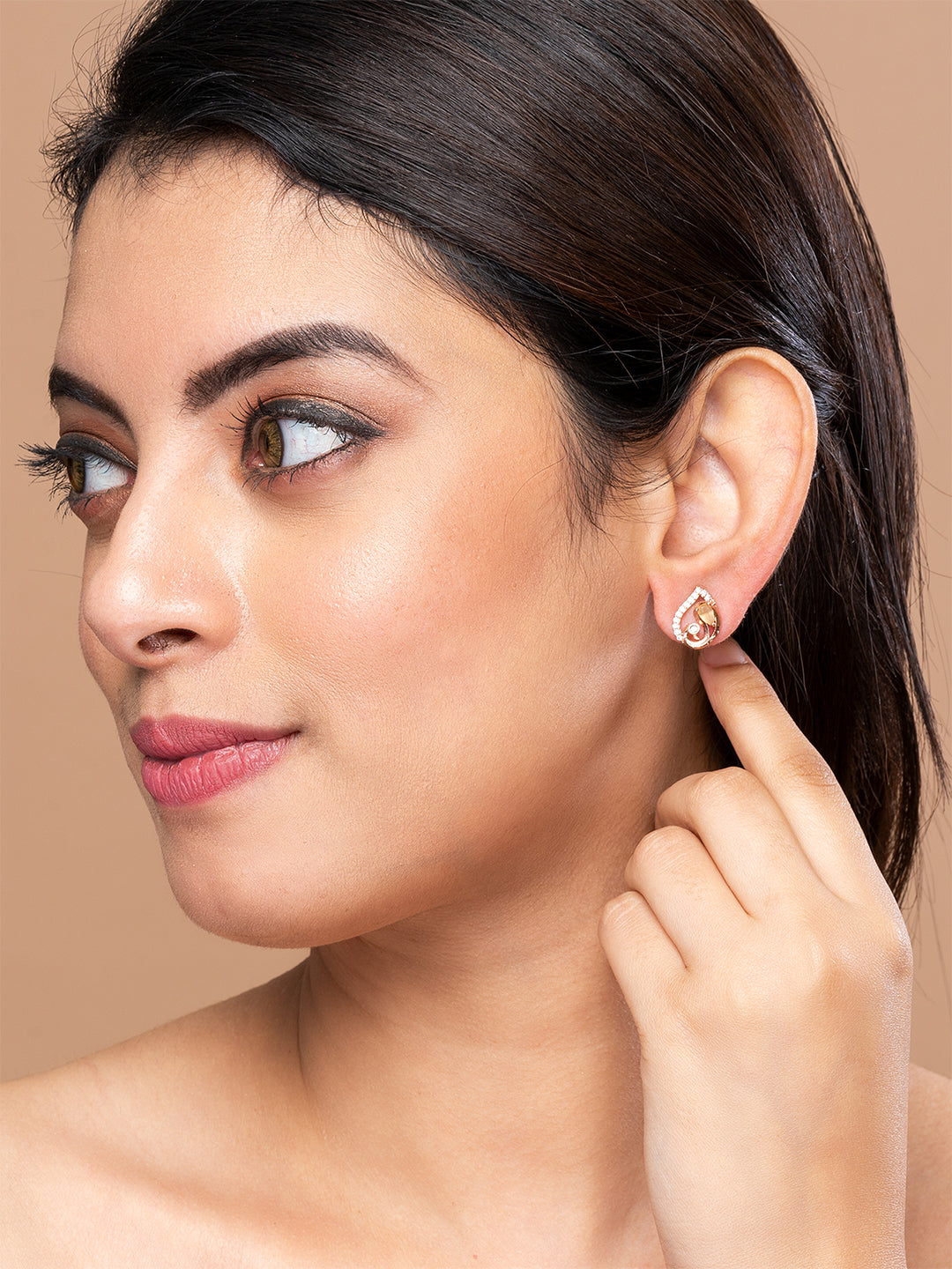 Yellow & Gold Paisley Shape Stud Earrings