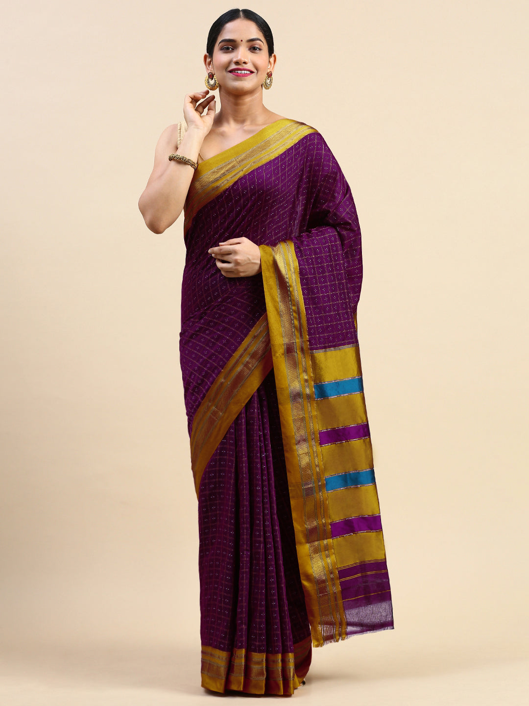 Purple Chandram Chikki Handloom Saree