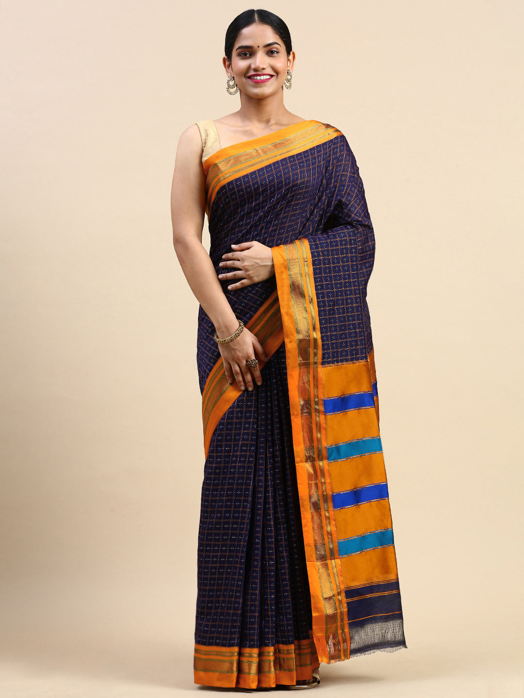 Royal Blue Chandram Chikki Handloom Saree