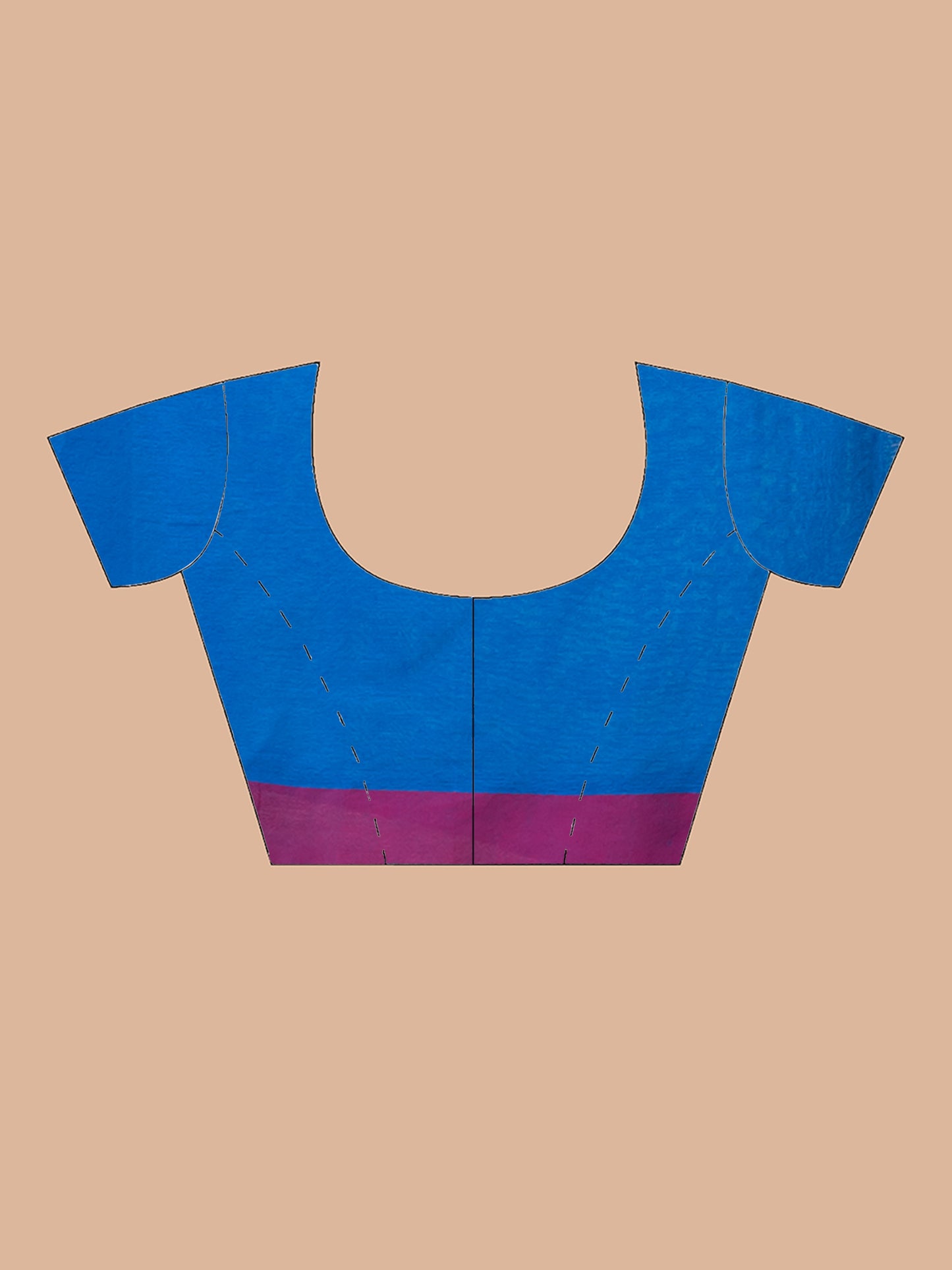 ITARA Blue & Pink Pure Cotton Solid Women Handloom Saree