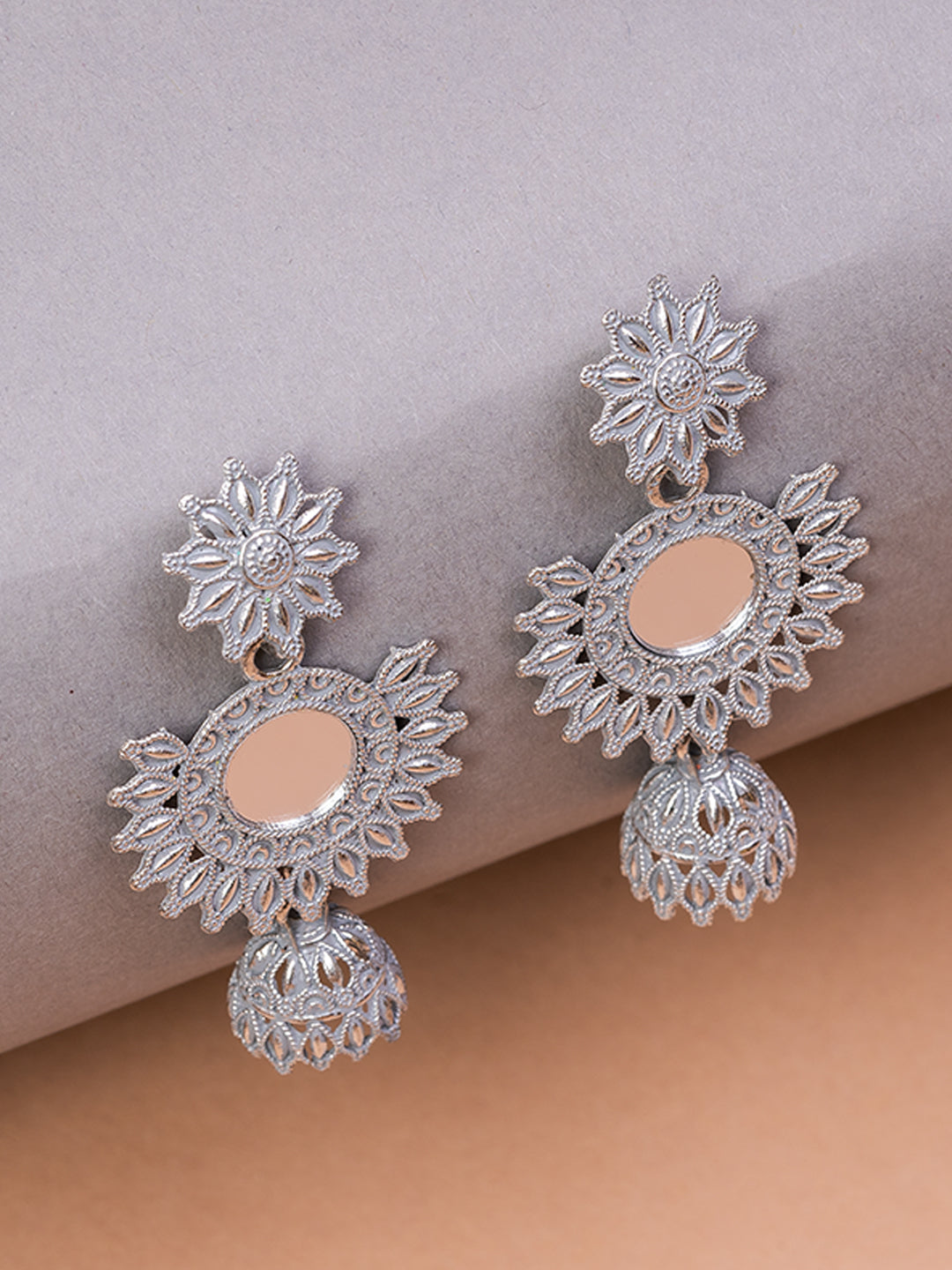 Silver & Grey Circular Drop Earrings