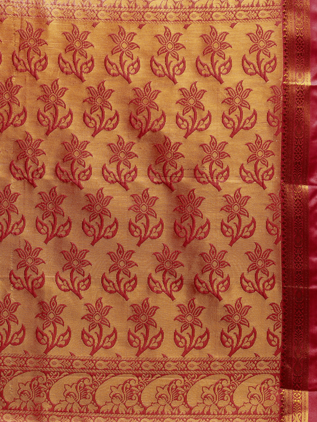 ITARA Beige Kanchipuram Butta Work Saree