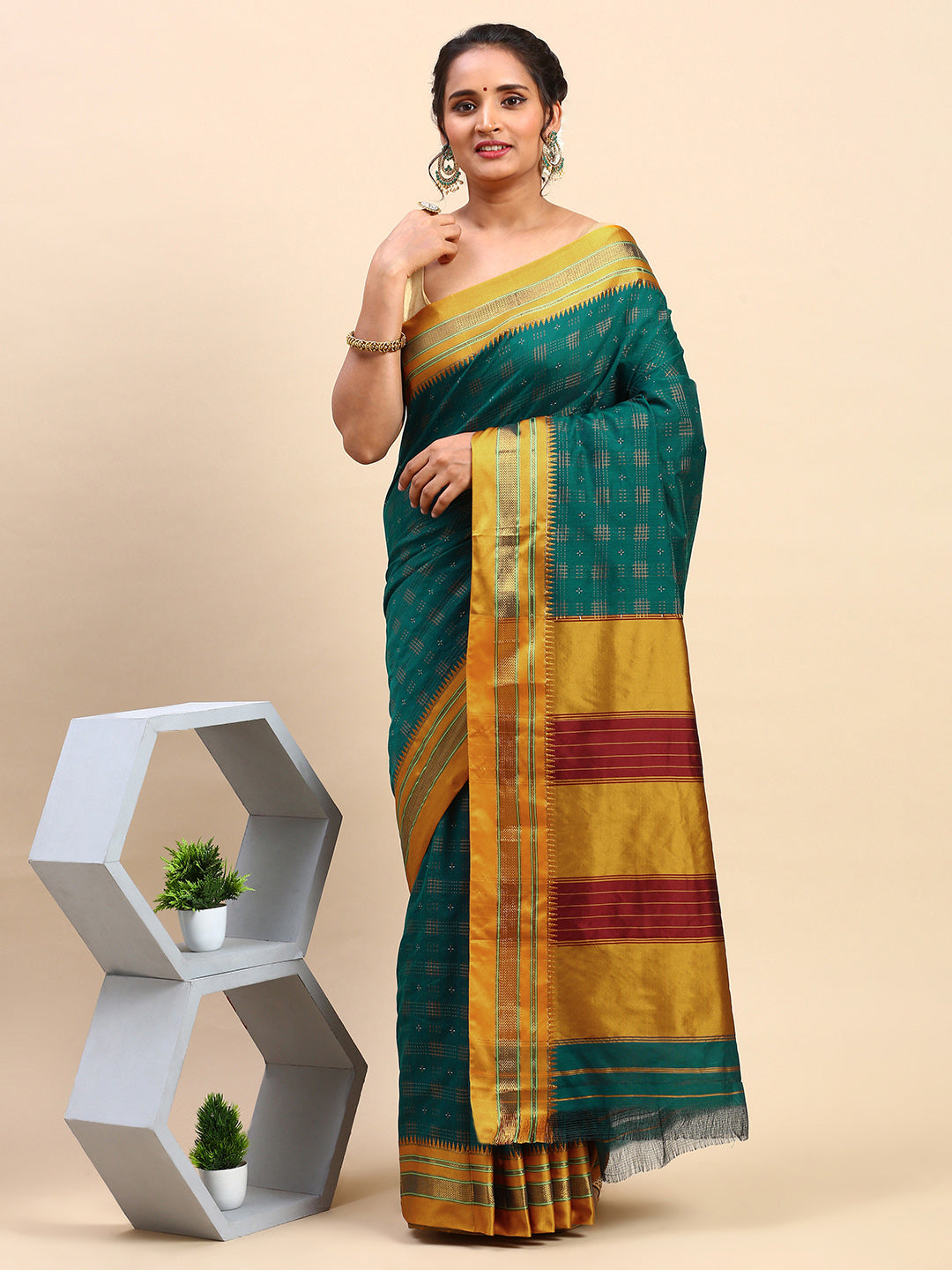 Green Ilkal Handloom Saree