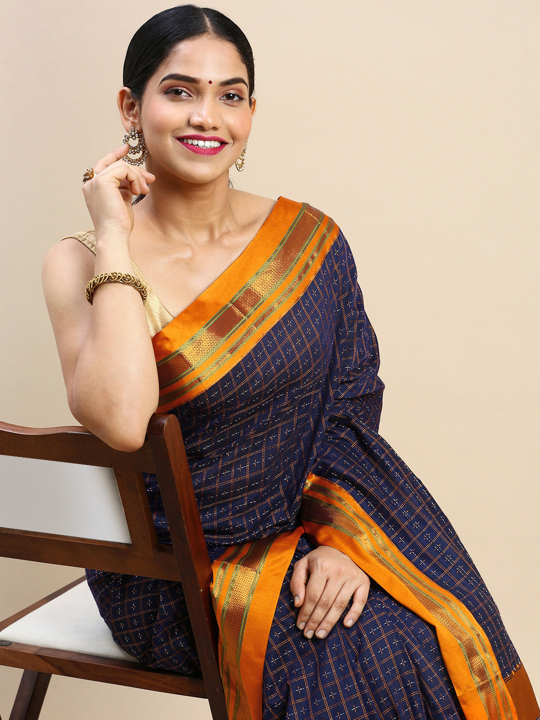 Royal Blue Chandram Chikki Handloom Saree