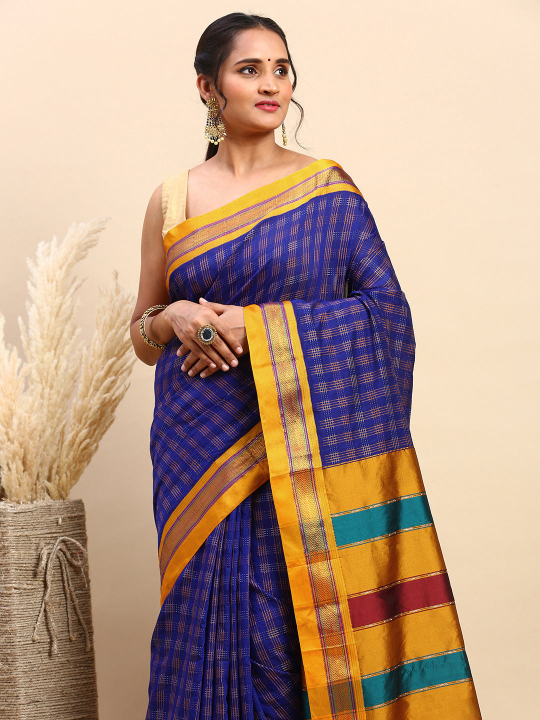 Royal Blue Ilkal Handloom Saree