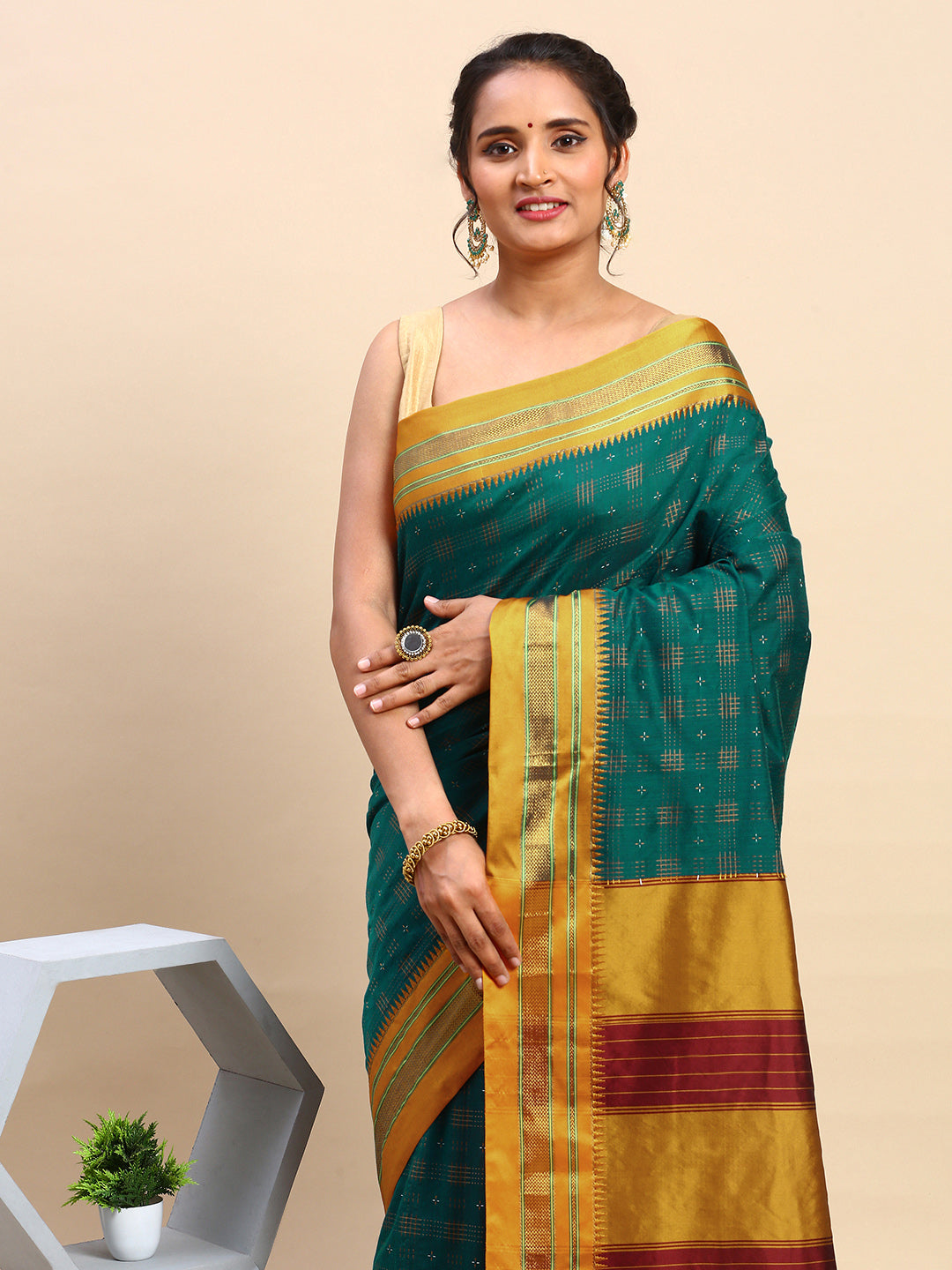 Green Ilkal Handloom Saree
