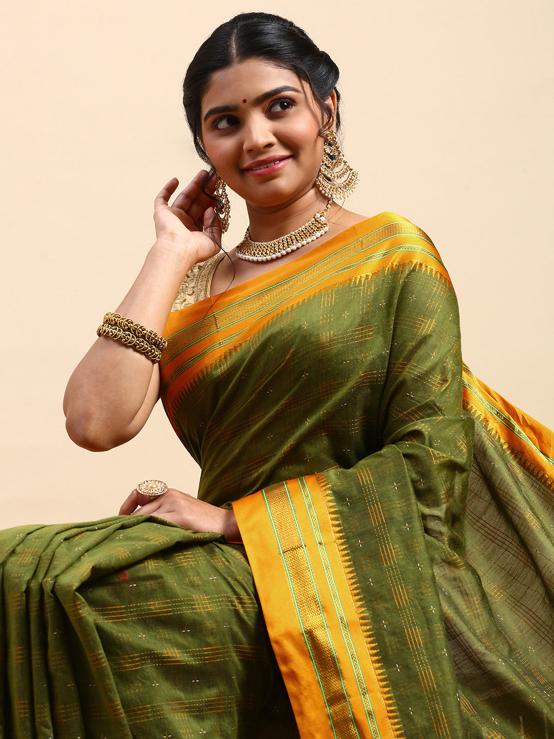 Mehndi Green Ilkal Handloom Saree