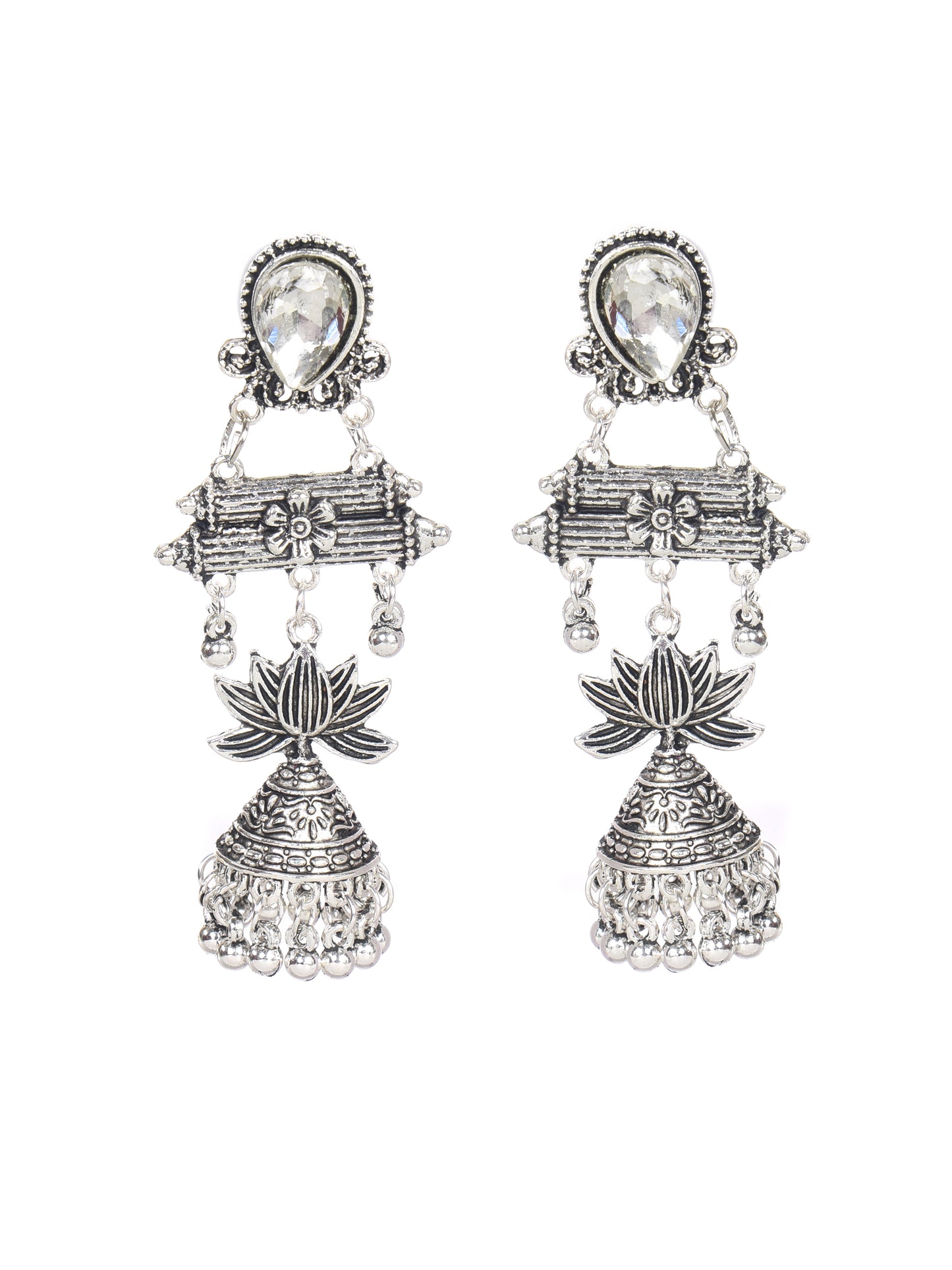 ITARA Silver Jhumkas Earrings