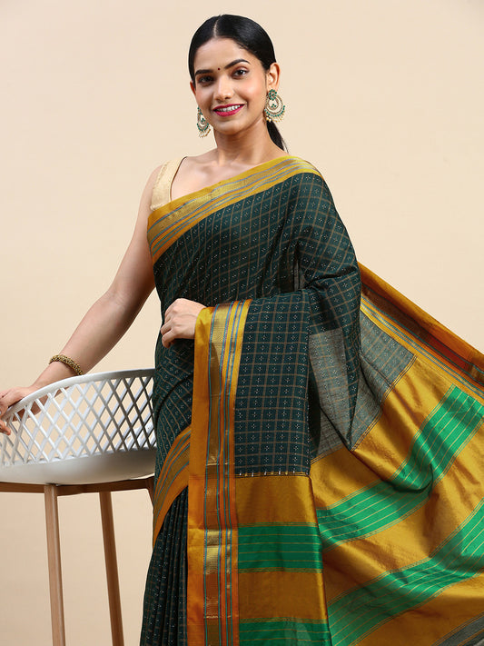 Green Chandram Chikki Saree