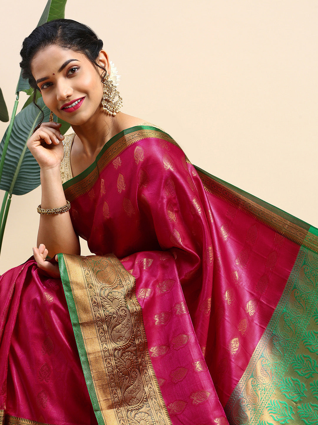 Maroon Traditional & Royal Kanchipuram Silk Butta Work Saree