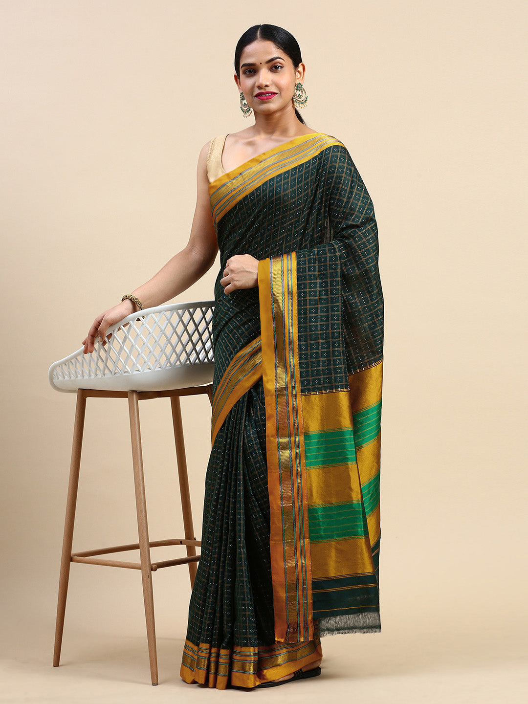 Green Chandram Chikki Saree