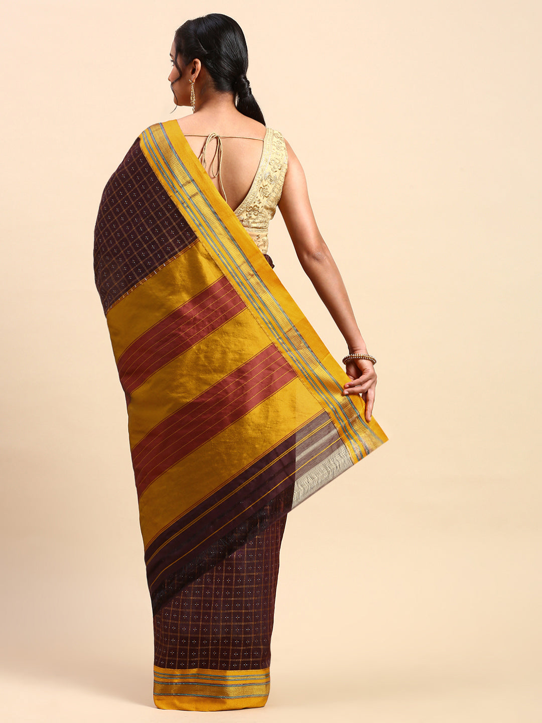 Dark Maroon Chandram Chikki Saree