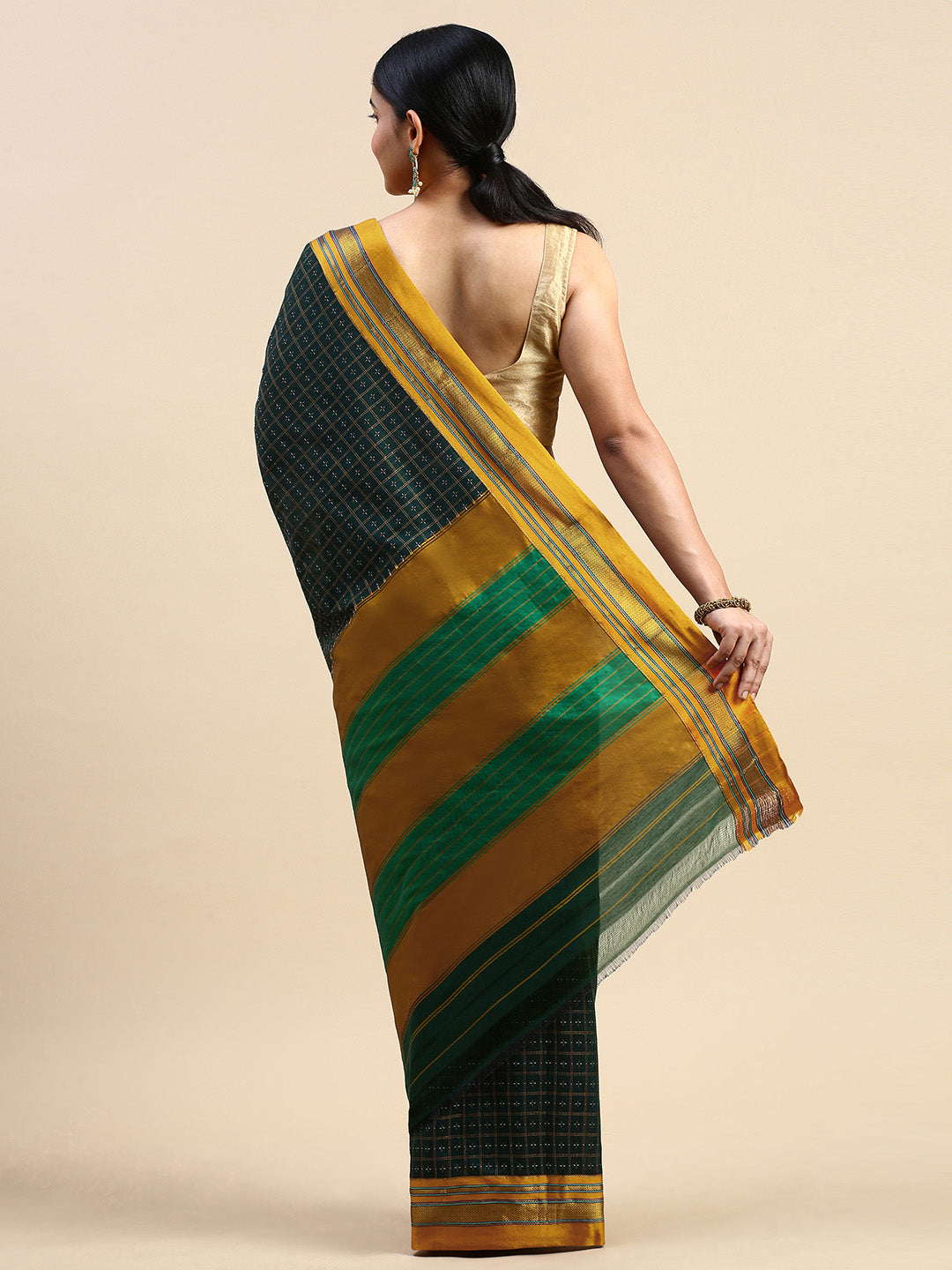 Green Chandram Chikki Saree