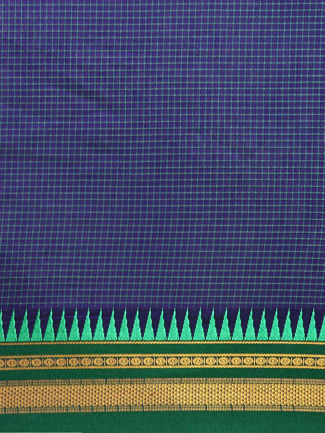 Dark Blue Thane Warp Check Saree with Top Pallu