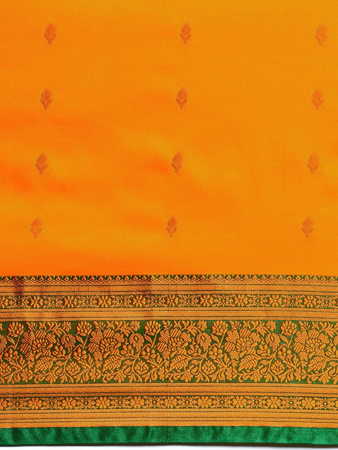 Golden color Traditional & Royal Kanchipuram Silk Butta Work Saree