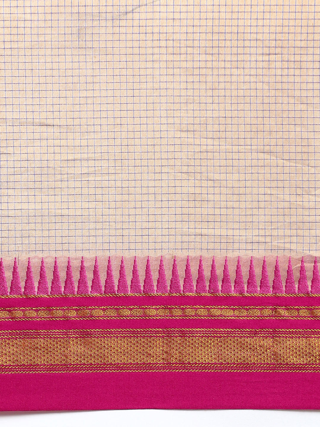 Thane Warp Check Saree with Top Pallu