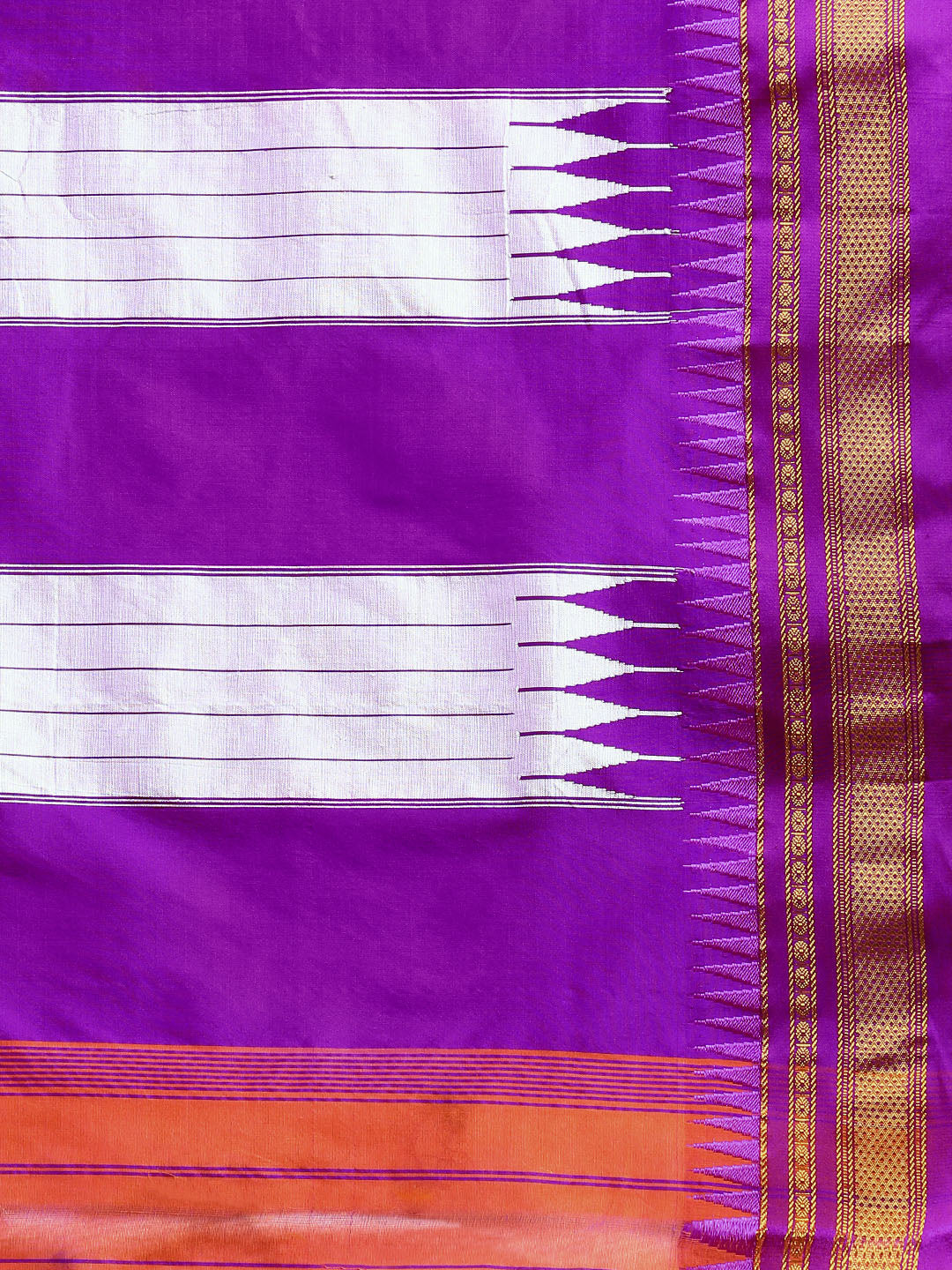 Orange Thane Warp Check Saree with Top Pallu