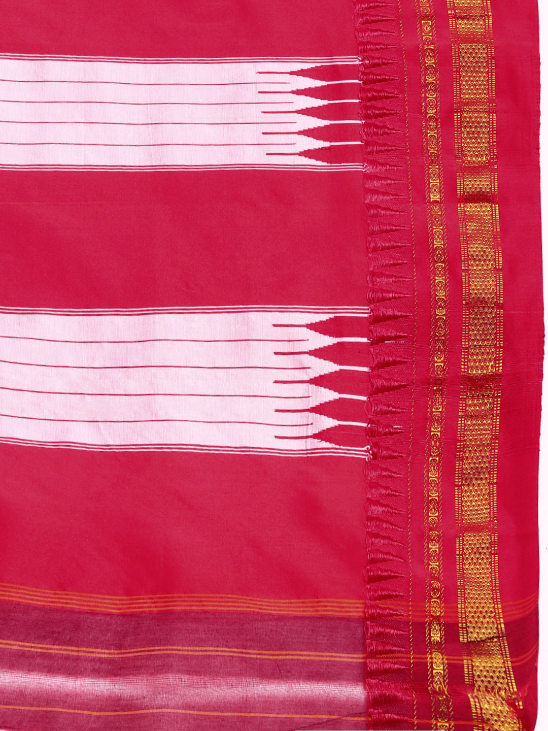 Red Thane Warp Check Saree with Top Pallu