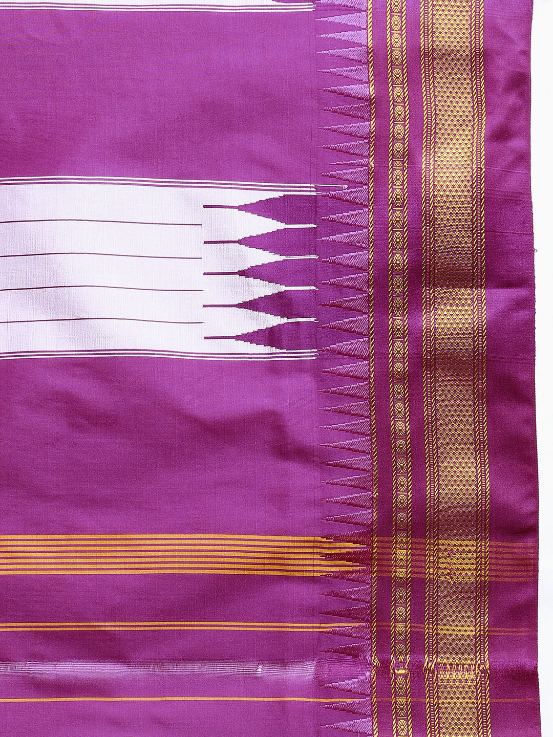 White Thane Warp Check Saree with Top Pallu