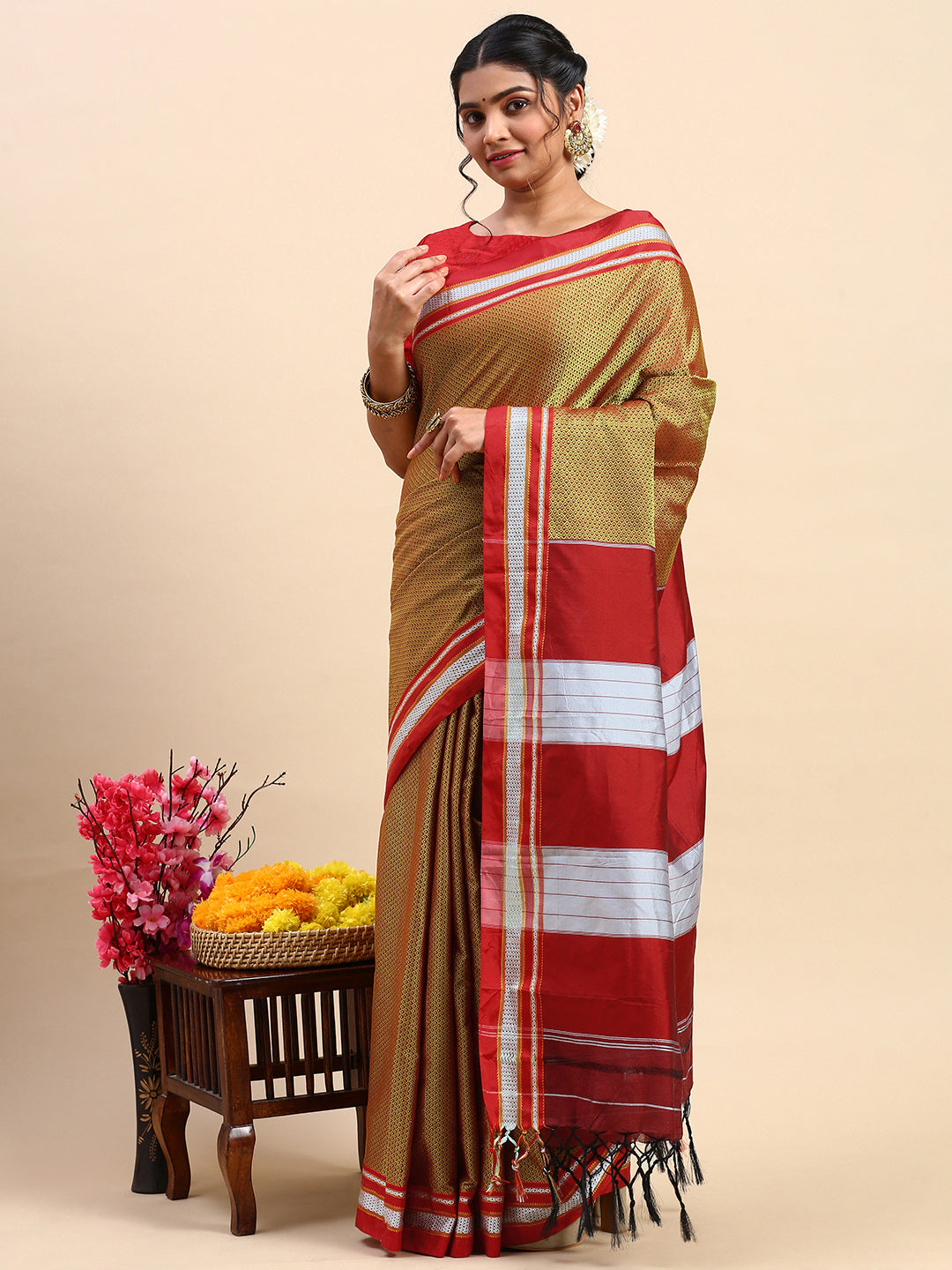 Gold Brown Khun Saree